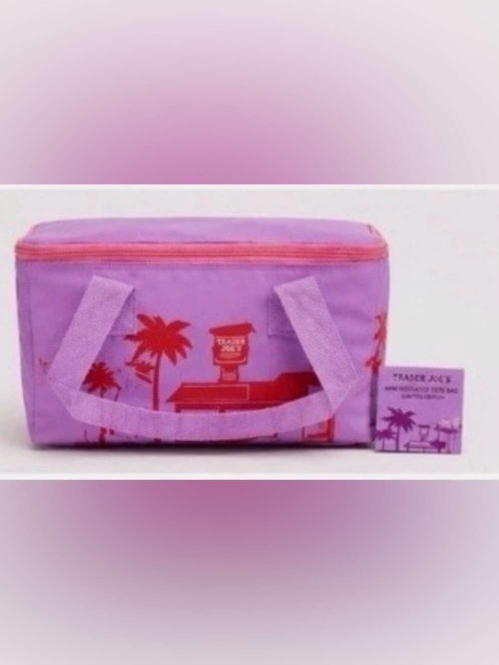 Trader Joe’s Lavender Pink Insulated Mini Cooler Tote Lunch Bag,NWT